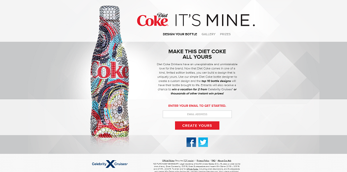 Diet Coke It's Mine Bottle Designer Promotion