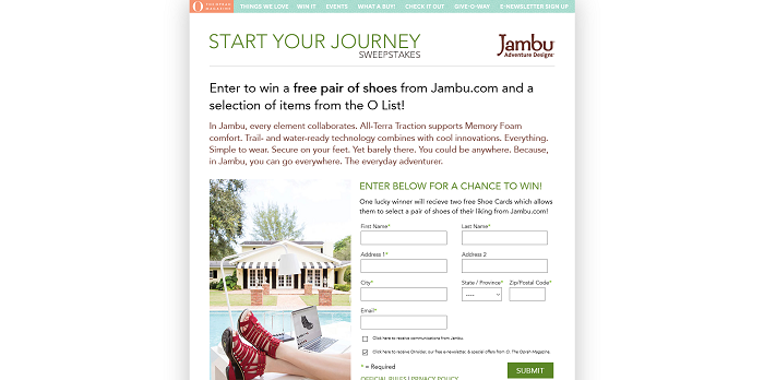 OMagOnline.com/Jambu: O' The Oprah Magazine Start Your Journey Sweepstakes