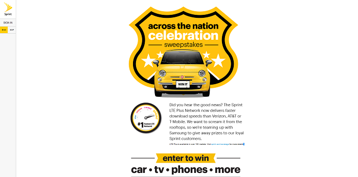 Sprint Across The Nation Celebration Sweepstakes