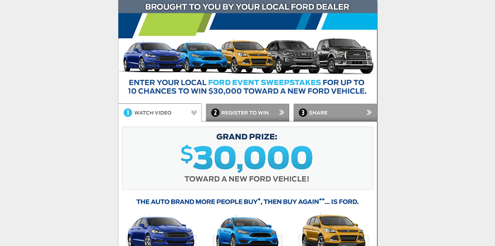 FordEventSweepstakes.com: Ford Event Sweepstakes 2016