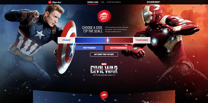 PizzaHut.com/CaptainAmerica - Pizza Hut & Marvel's Captain America: Civil War Sweepstakes 2016