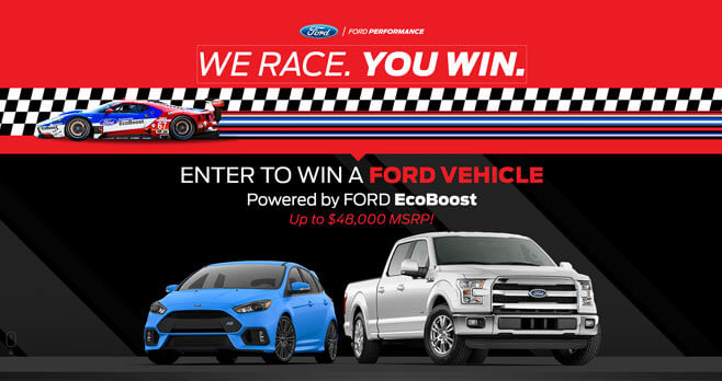 Ford We Race, You Win Sweepstakes 2017 (WeRaceYouWin.com)