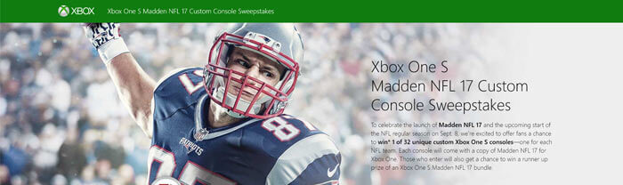 XboxPromotions.com - Xbox One S Madden NFL 17 Custom Console Sweepstakes