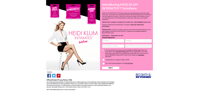 HKSolutionsSweeps.com - Bed Bath & Beyond HEIDI KLUM INTIMATES Solutions Sweepstakes