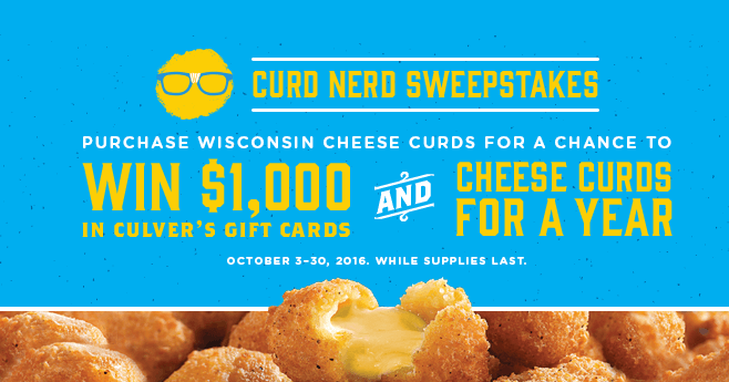 Curd Nerd Sweepstakes 2016 At Culver's (CulversCurdNerd.com)