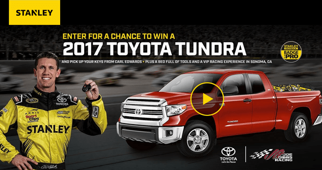 STANLEY FATMAX Build Your Tundra Sweepstakes 2016 (BuildYourTundra.com)