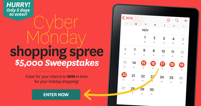 BHG Cyber Monday $5,000 Shopping Spree Sweepstakes (BHG.com/CyberMonday)