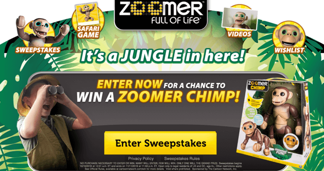 Cartoon Network Zoomer Chimp Sweepstakes (CartoonNetwork.com/Zoomer)