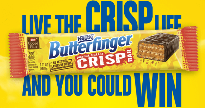 Live the Butterfinger Crisp Life Sweepstakes (Butterfinger.com/Crisp)