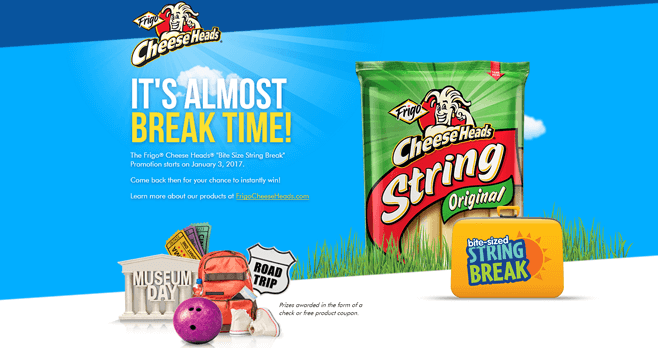 Frigo Cheese Heads Bite Size String Break Sweepstakes (TakeAStringBreak.com)