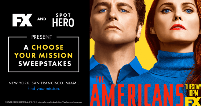 SpotHero & FX The Americans Choose Your Mission Sweepstakes (SpotHero.com/TheAmericans)