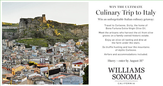 Williams Sonoma Win A Trip To Italy Sweepstakes