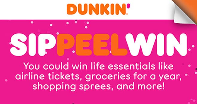 Dunkin Sip Peel Win Instant Win Game (SipPeelWin.com)