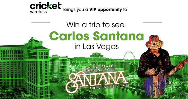 Cricket Wireless Carlos Santana Up Close and Personal Flyaway Sweepstakes