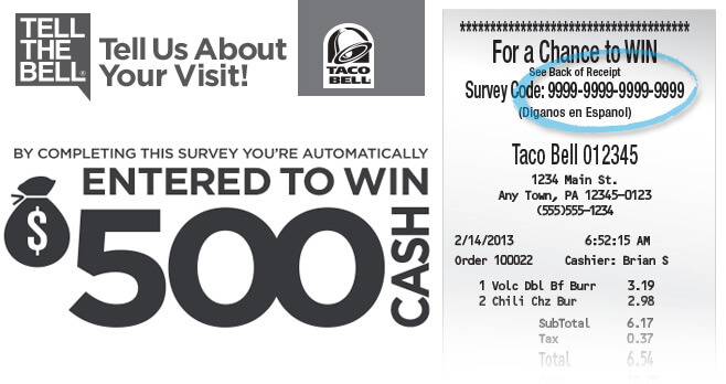 Taco Bell Survey Sweepstakes 2017