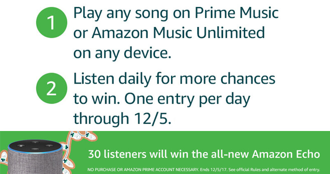 Amazon Music Holiday Echo Sweepstakes 2017