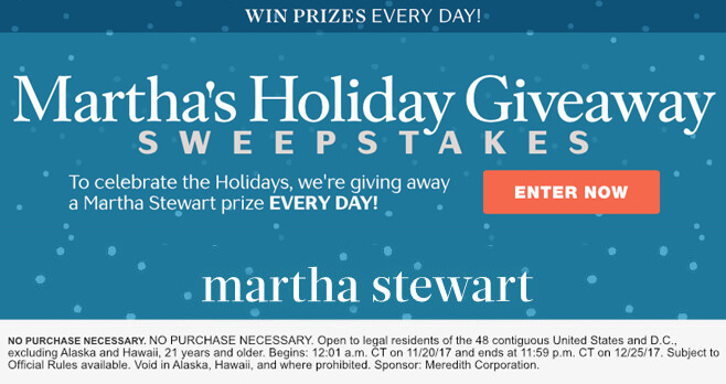 Martha Stewart Holiday Giveaway Sweepstakes 2017