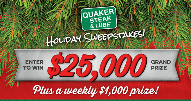 Quaker Steak & Lube $25,000 Holiday Sweepstakes 2017