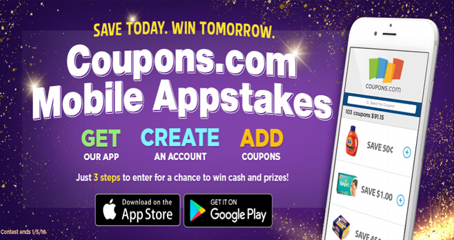 Coupons.com Mobile Appstakes Sweepstakes