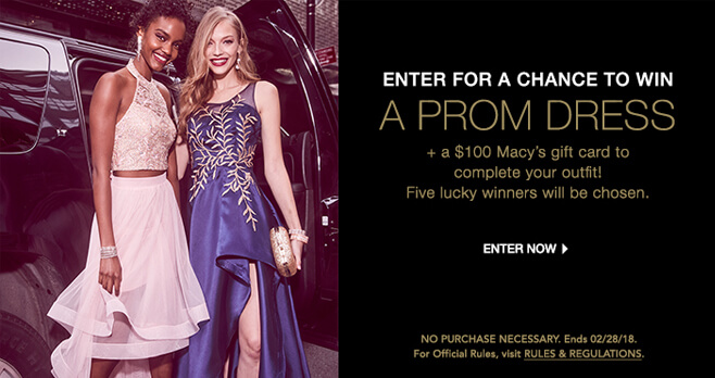 Macy's Free Prom Dress Sweepstakes 2018