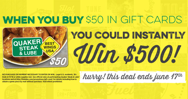 Quaker Steak & Lube Spring Bonus Instant Win Game 2018