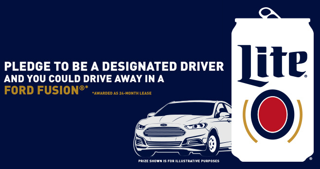 Miller Lite Designated Driver Pledge Sweepstakes 2018