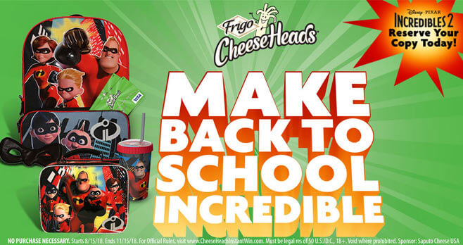 Frigo Cheese Heads Make Back to School Incredible Instant Win Game