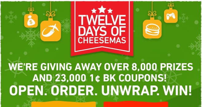 Burger King 12 Days Of Cheesemas Sweepstakes