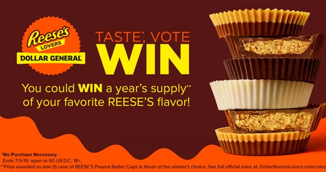 Dollar General Reese's Lovers Sweepstakes (DollarReesesLovers.com)