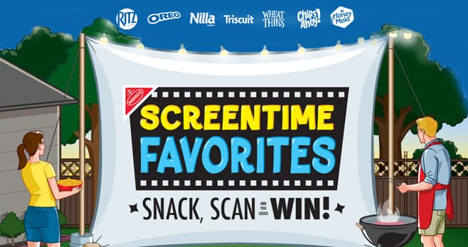 Nabisco Screentime Favorites Sweepstakes and Instant Win Game (ScreentimeFavorites.com)