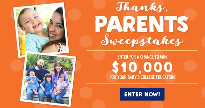 Stonyfield Thanks Parents Sweepstakes