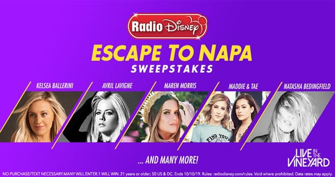 Radio Disney Escape to Napa Sweepstakes