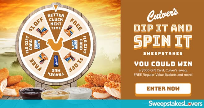 Culver's Dip It and Spin It Instant Win Game & Sweepstakes