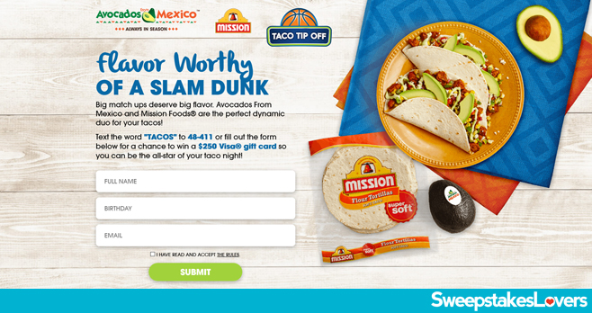 Avocados From Mexico Taco Tip Off Sweepstakes 2020