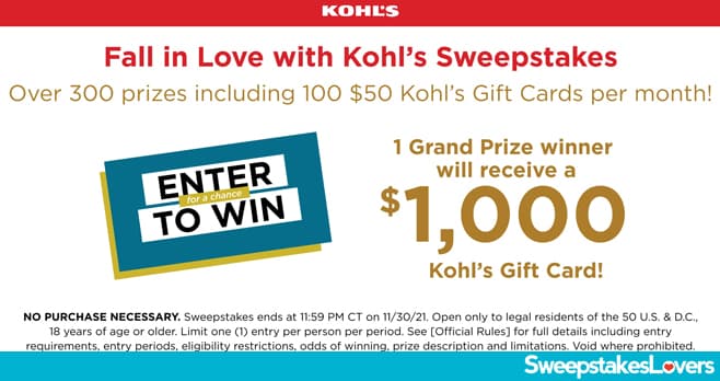 Fall in Love with Kohl's Sweepstakes 2021