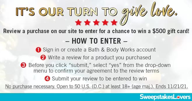 Bath & Body Works Sweepstakes 2021