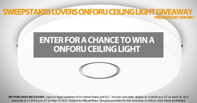 Sweepstakes Lovers Onforu Ceiling Light Giveaway