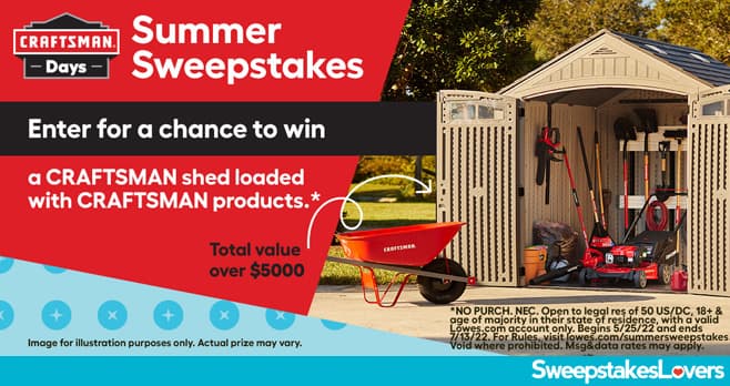 CRAFTSMAN Days Lowe's Summer Sweepstakes 2022