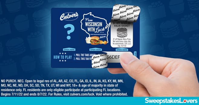 Culver's Luck Instant Win Game and Sweepstakes 2022