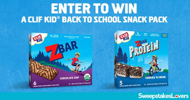 CLIF Kid Back to School Snack Pack Sweepstakes 2022