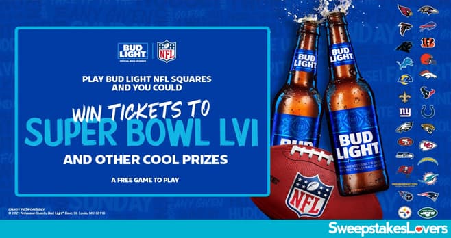 Bud Light NFL Squares Sweepstakes 2022