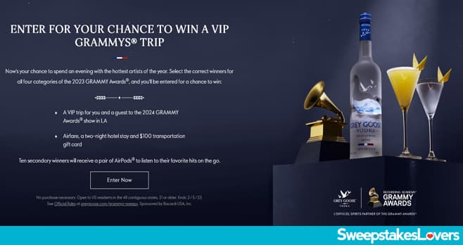 Grey Goose Grammys Sweepstakes 2023