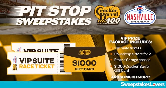 Cracker Barrel Rewards Pit Stop Sweepstakes 2026