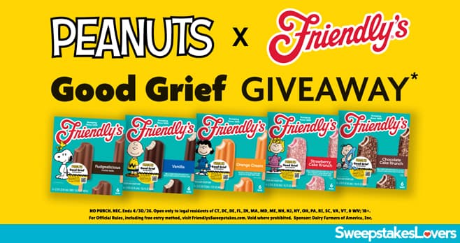 Peanuts & Friendly's Good Grief Giveaway 2026 (FriendlysSweepstakes.com)