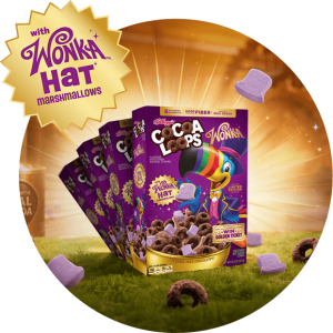 Kellogg's Cocoa Loops featuring Wonka Hat Marshmallows